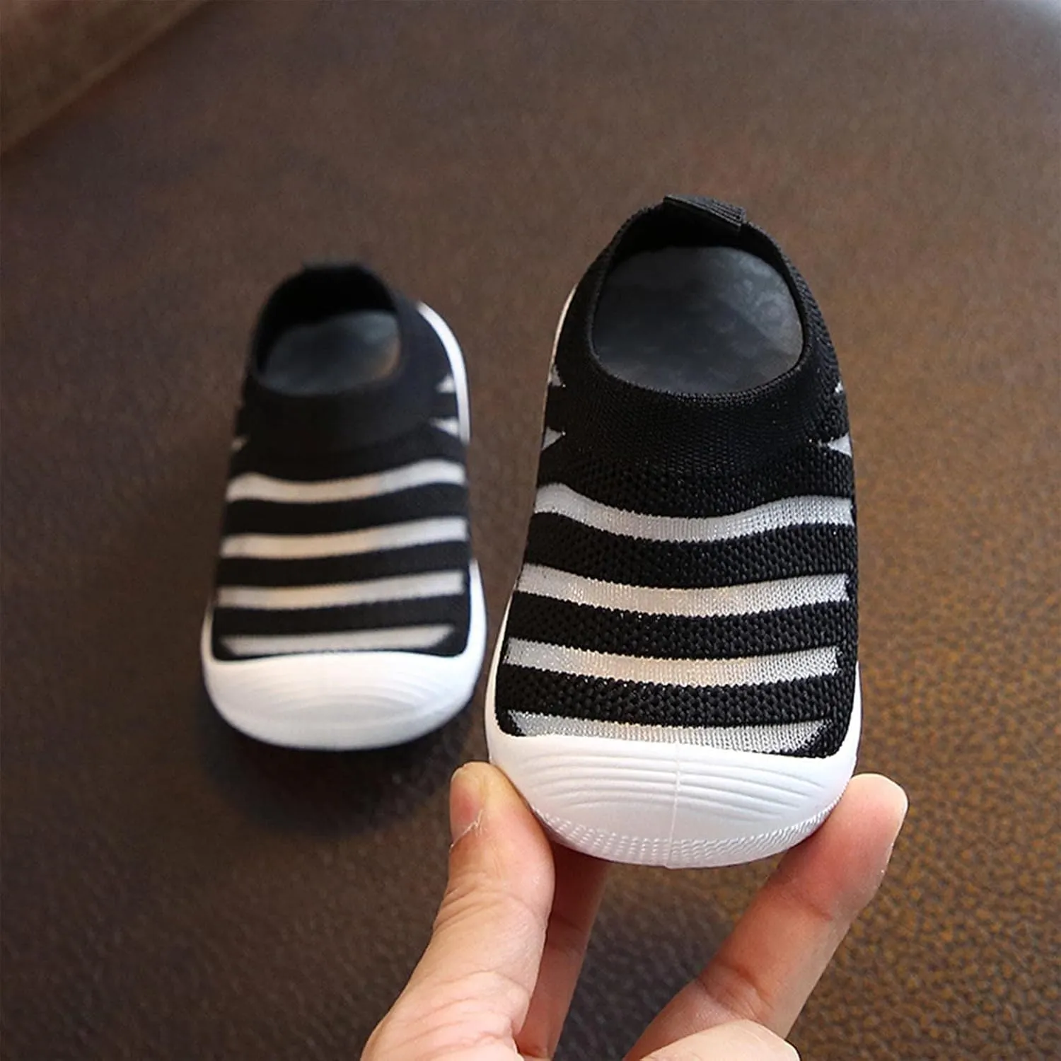 Summer and Autumn Cute Girls Flying Woven Mesh Breathable Flat Solid Color Slip On Comfortable Toddler Shoe 11