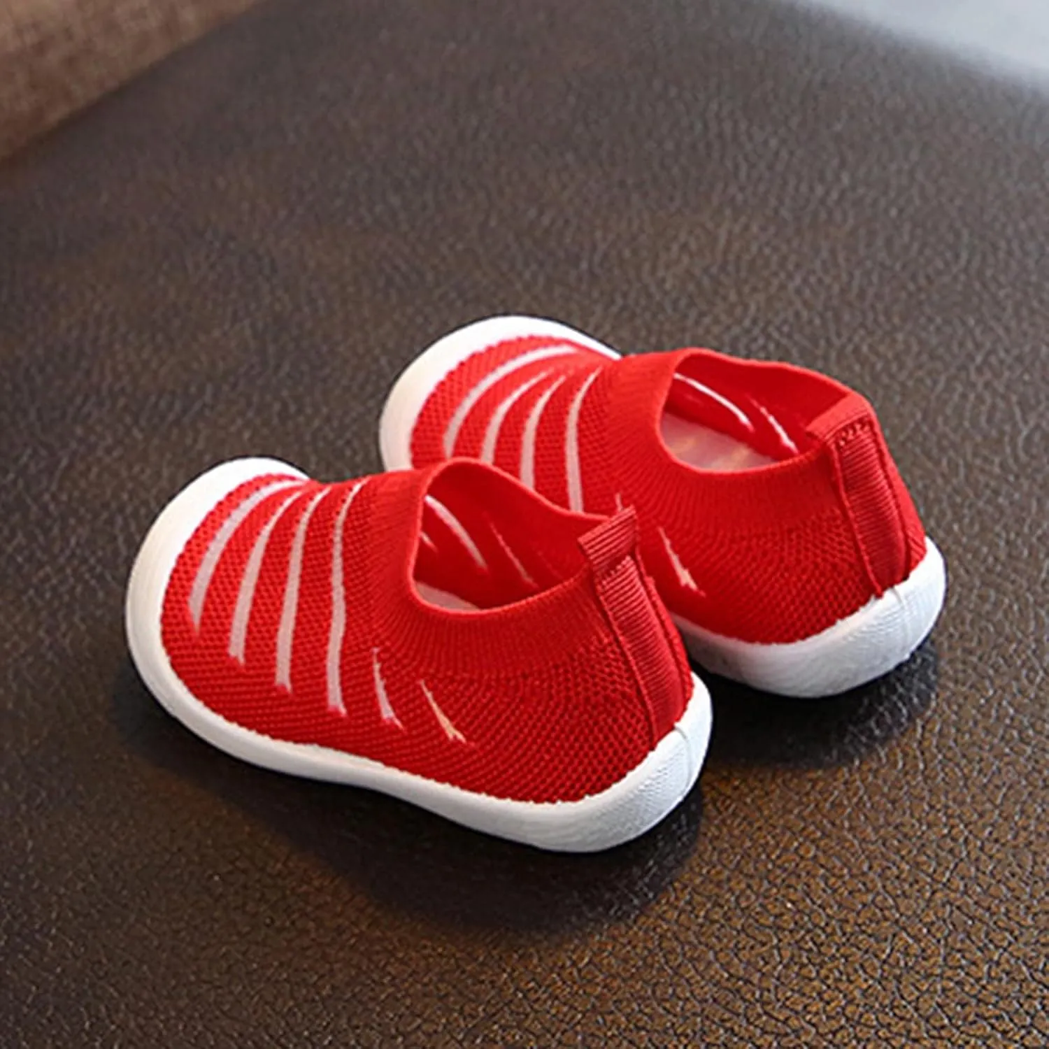 Summer and Autumn Cute Girls Flying Woven Mesh Breathable Flat Solid Color Slip On Comfortable Toddler Shoe 11