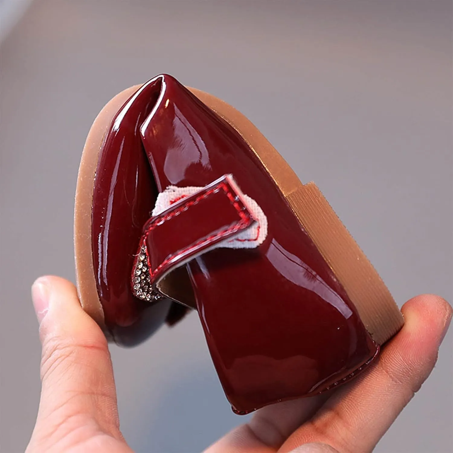 Summer and Autumn Fashion Girls Casual Shoes Bow Rhinestones Flat Bottom Dress Shoes Toddler Girls (Wine, 5.5-6 Years)
