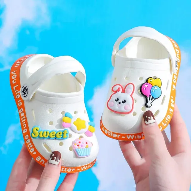 Summer Kids Sandals Hole Children's Shoes Slippers Soft Anti-Skid Cartoon DIY Design Hole Baby Shoes Sandy Beach For Boys Girls