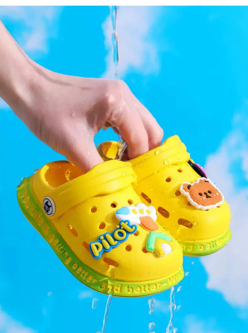 Summer Kids Sandals Hole Children's Shoes Slippers Soft Anti-Skid Cartoon DIY Design Hole Baby Shoes Sandy Beach For Boys Girls