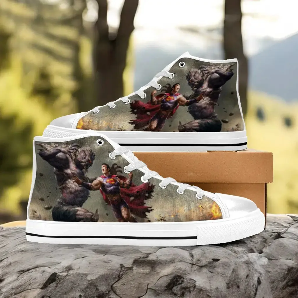 Superhero Doomsday v Superman Shoes High Top Sneakers for Kids and Adults