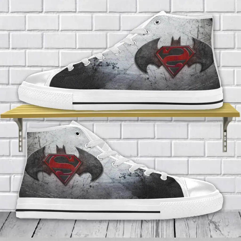 Superhero Superman Shoes High Top Sneakers for Kids and Adults