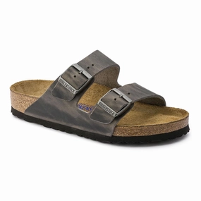 Surface-Control Birkenstock Unisex Arizona Soft Footbed Oiled Leather Sandal - Iron Surface-Control Birkenstock Unisex Arizona Soft Footbed Oiled Leather Sandal - Iron All Comfort