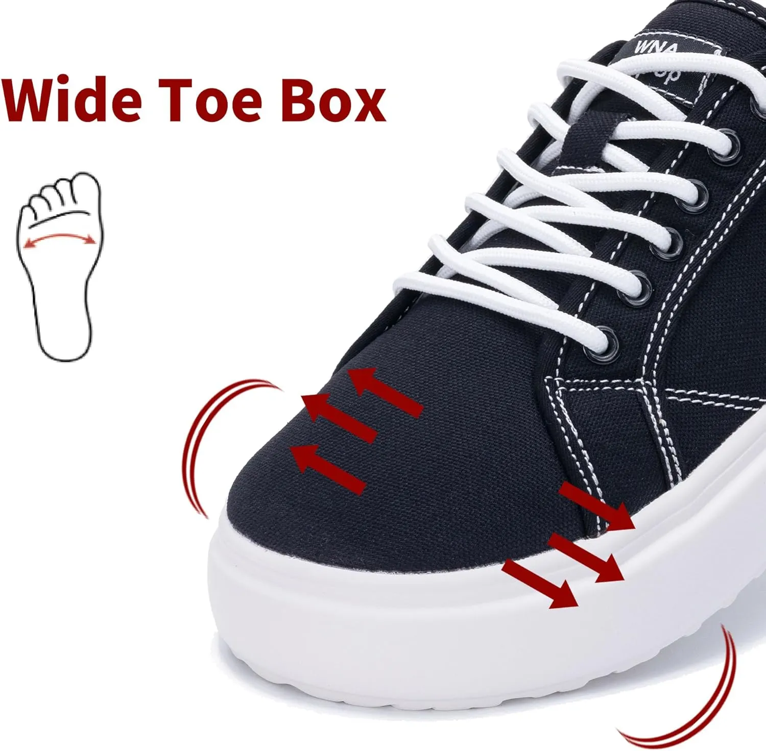 SURRAY Women's Wide Toe Box Canvas Sneakers Comfortable Slip On Walking Shoes for Women Casual Platform Fashion Sneaker US 6-11