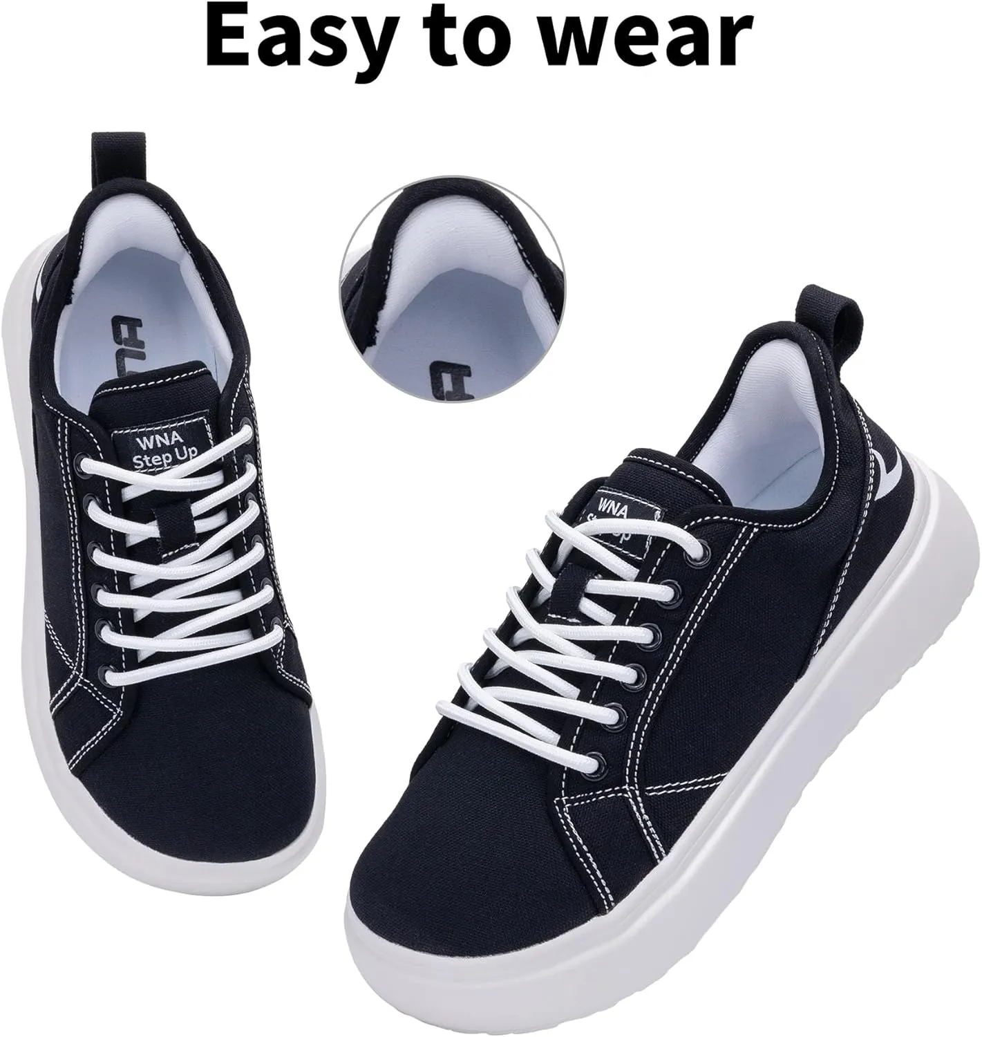 SURRAY Women's Wide Toe Box Canvas Sneakers Comfortable Slip On Walking Shoes for Women Casual Platform Fashion Sneaker US 6-11