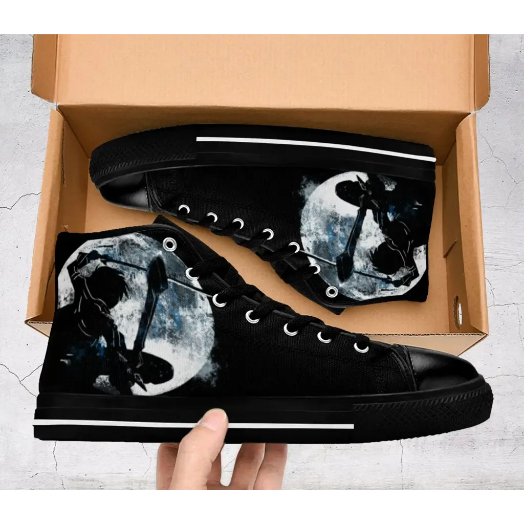 Sword Art Online Kirito Asuna SAO Dual Sword Shoes High Top Sneakers for Kids and Adults