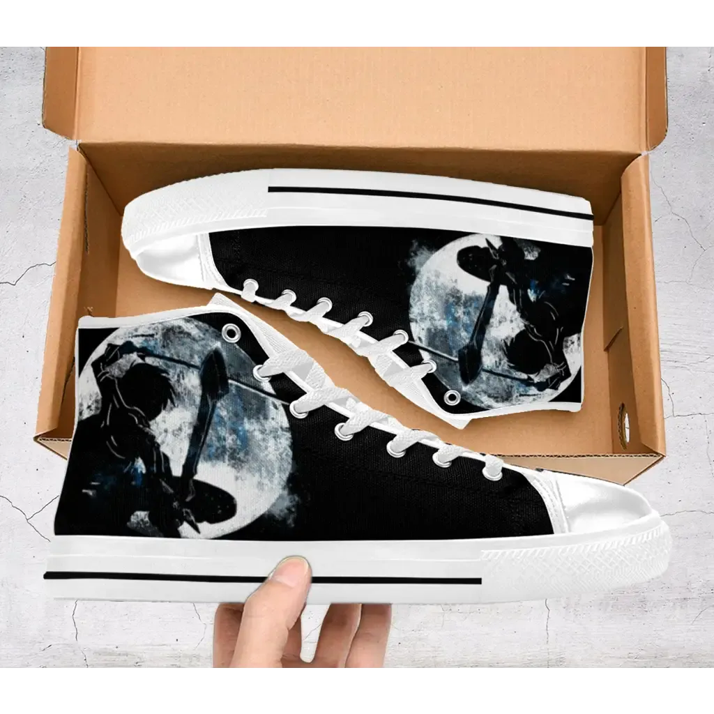 Sword Art Online Kirito Asuna SAO Dual Sword Shoes High Top Sneakers for Kids and Adults