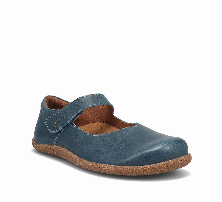 Eco Friendly Backpacking Trip Taos Women's Ultimate Mary Jane - Petrol Blue Leather Non slip grip