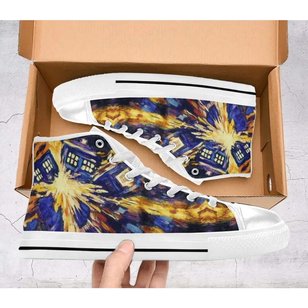 Tardis Doctor Who starry night Shoes High Top Sneakers for Kids and Adults