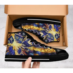 Tardis Doctor Who starry night Shoes High Top Sneakers for Kids and Adults