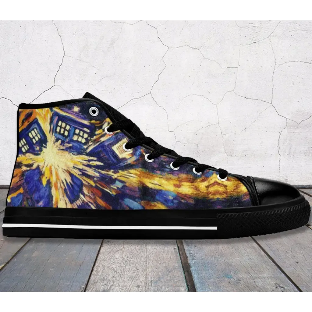 Tardis Doctor Who starry night Shoes High Top Sneakers for Kids and Adults