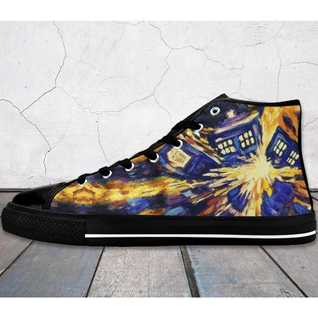 Tardis Doctor Who starry night Shoes High Top Sneakers for Kids and Adults