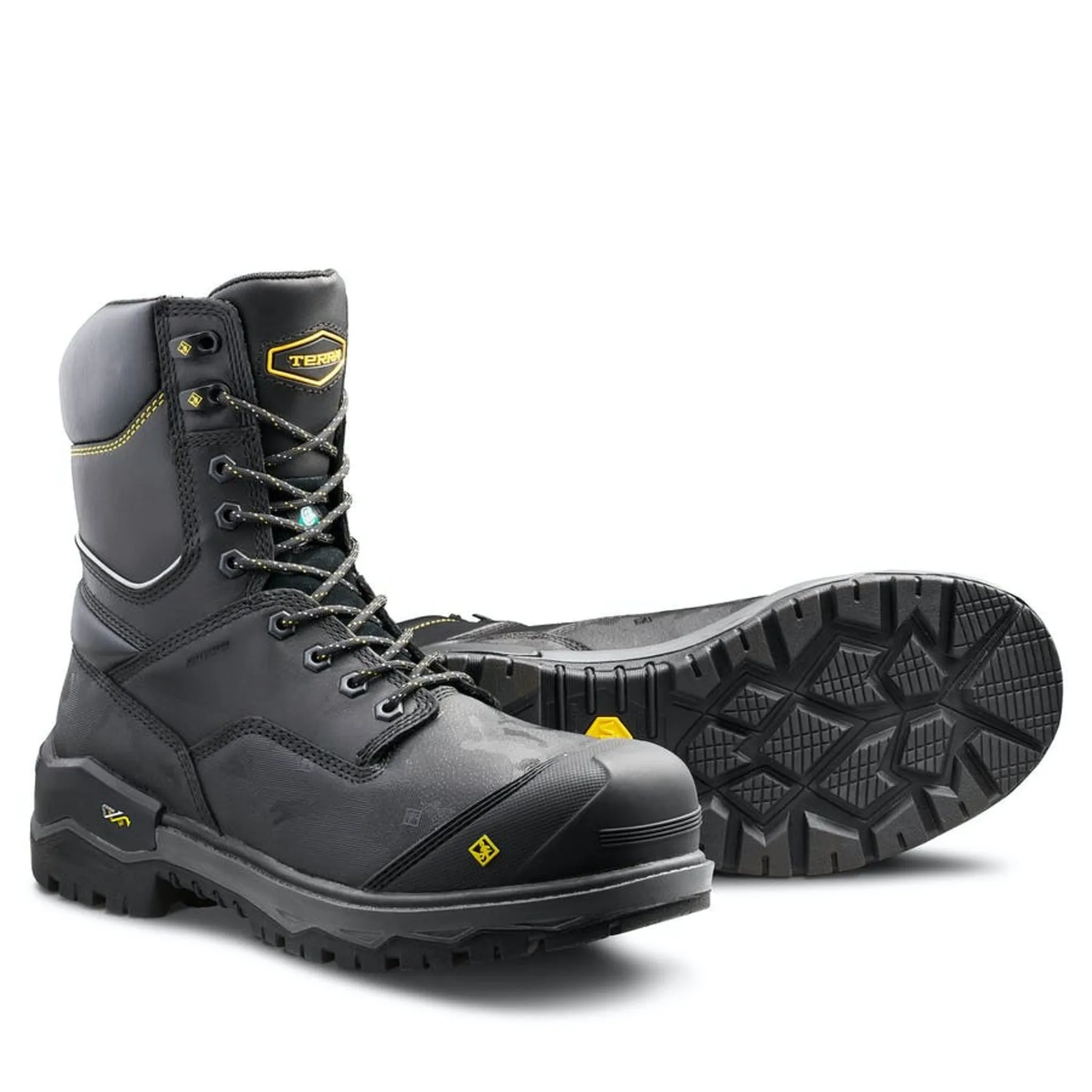 Terra Men's Safety Work Boots Gantry 8" Rugged Leather Waterproof with Vibram® Fire & Ice Sole | Sizes 7-16