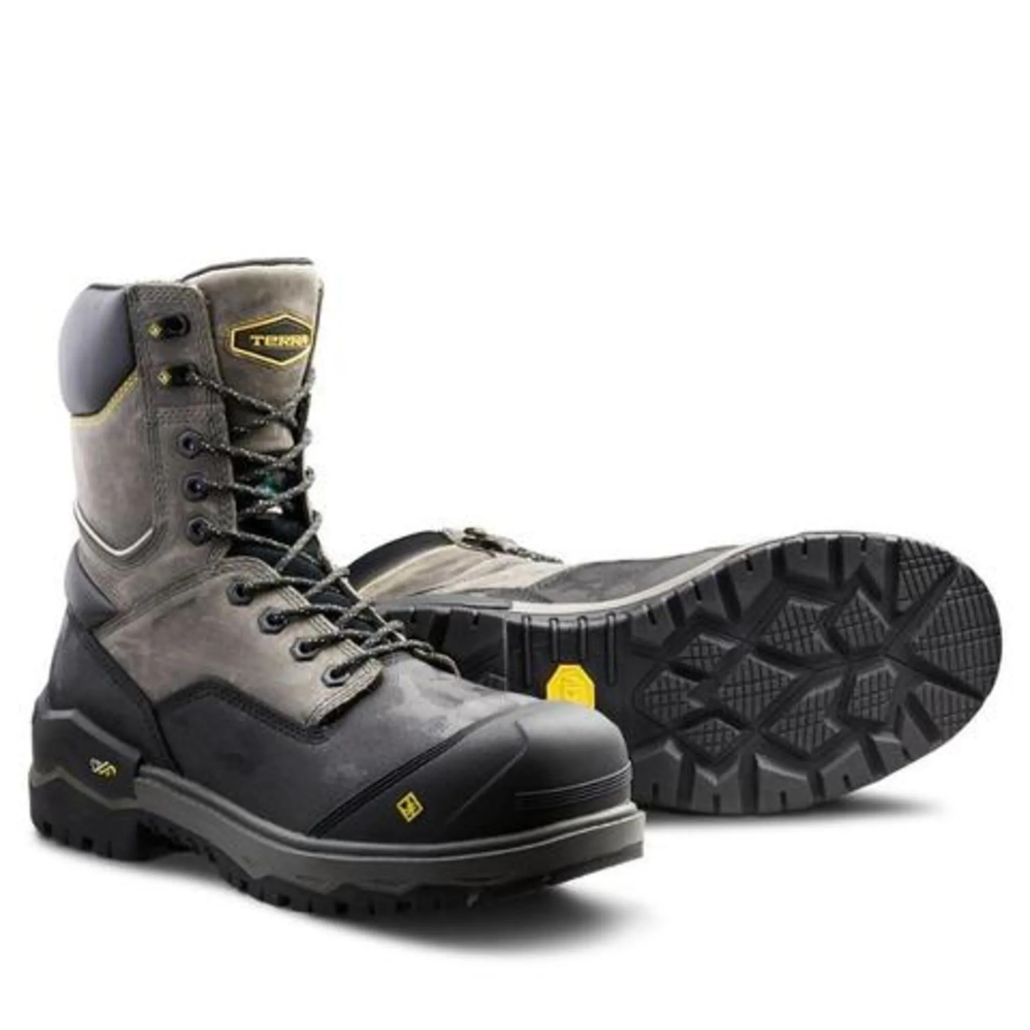 Terra Men's Safety Work Boots Gantry 8" Rugged Leather Waterproof with Vibram® Fire & Ice Sole | Sizes 7-16