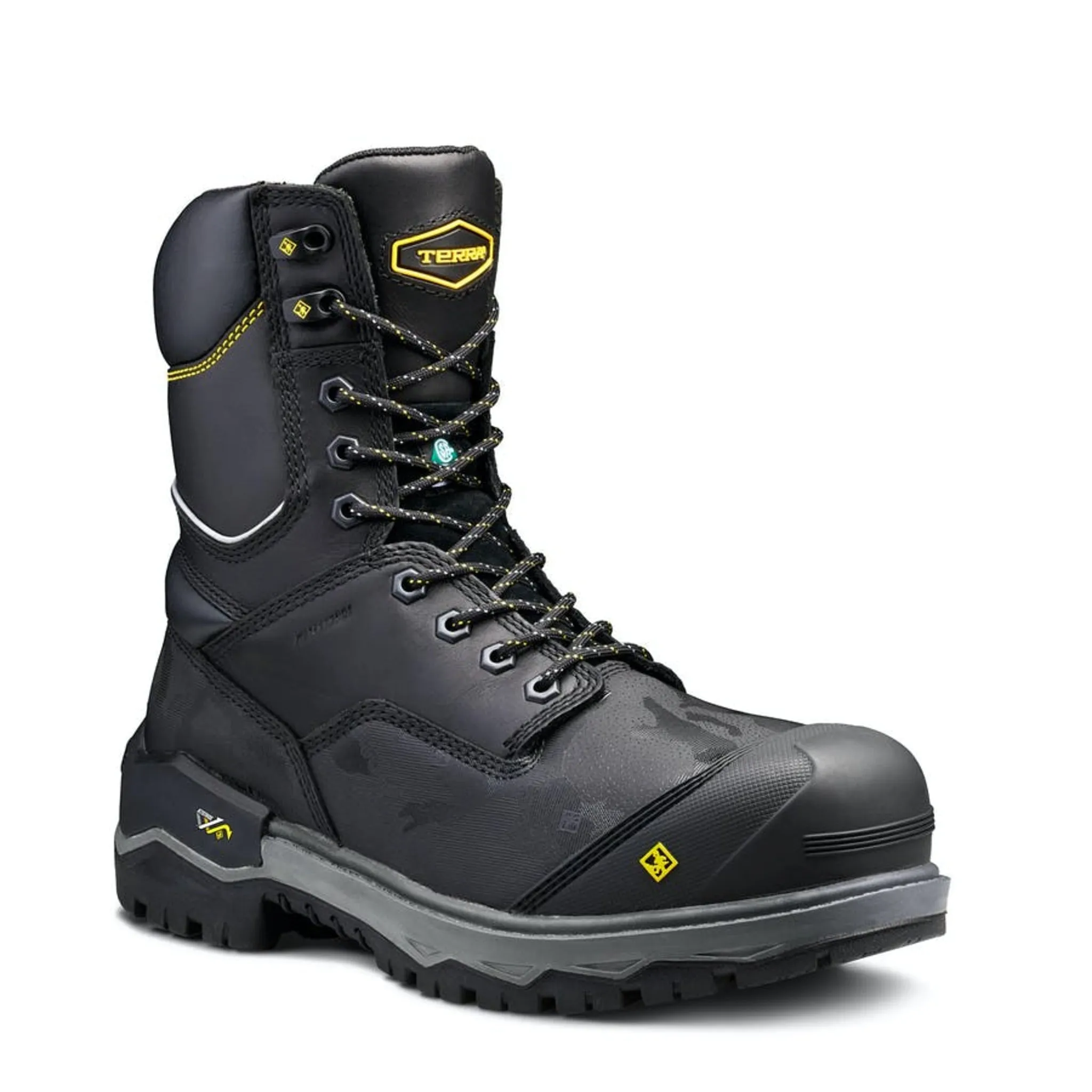 Terra Men's Safety Work Boots Gantry 8" Rugged Leather Waterproof with Vibram® Fire & Ice Sole | Sizes 7-16