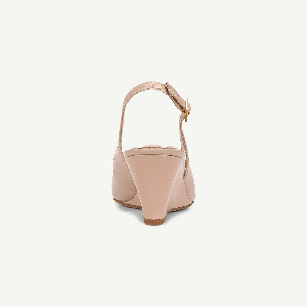 Tessa Sand Franco Sarto Wedge Leather Slingback Pumps
