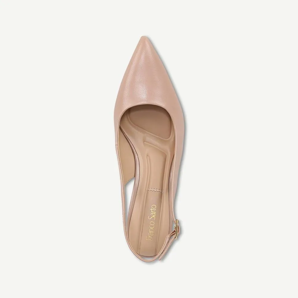 Tessa Sand Franco Sarto Wedge Leather Slingback Pumps