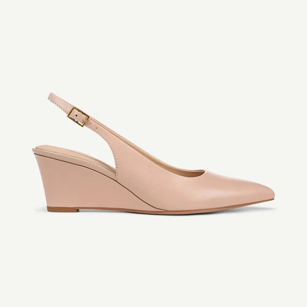 Tessa Sand Franco Sarto Wedge Leather Slingback Pumps