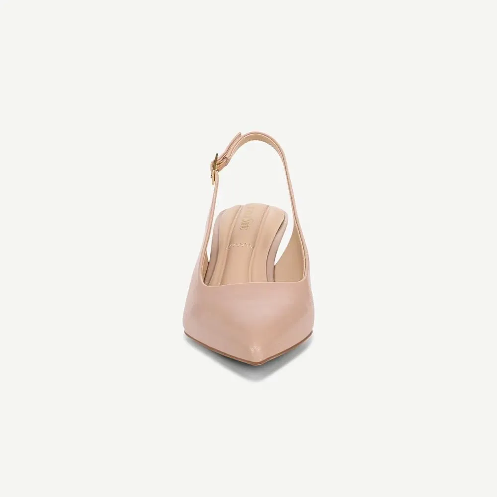 Tessa Sand Franco Sarto Wedge Leather Slingback Pumps