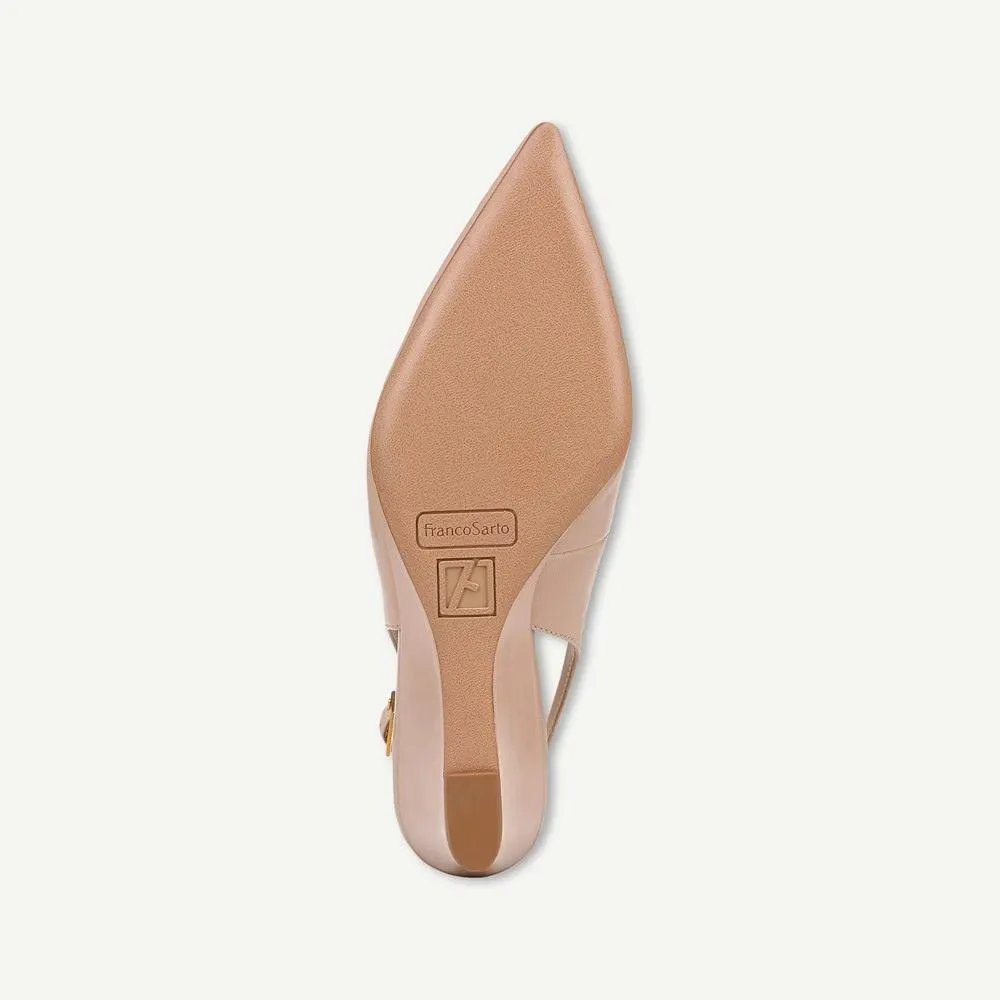 Tessa Sand Franco Sarto Wedge Leather Slingback Pumps