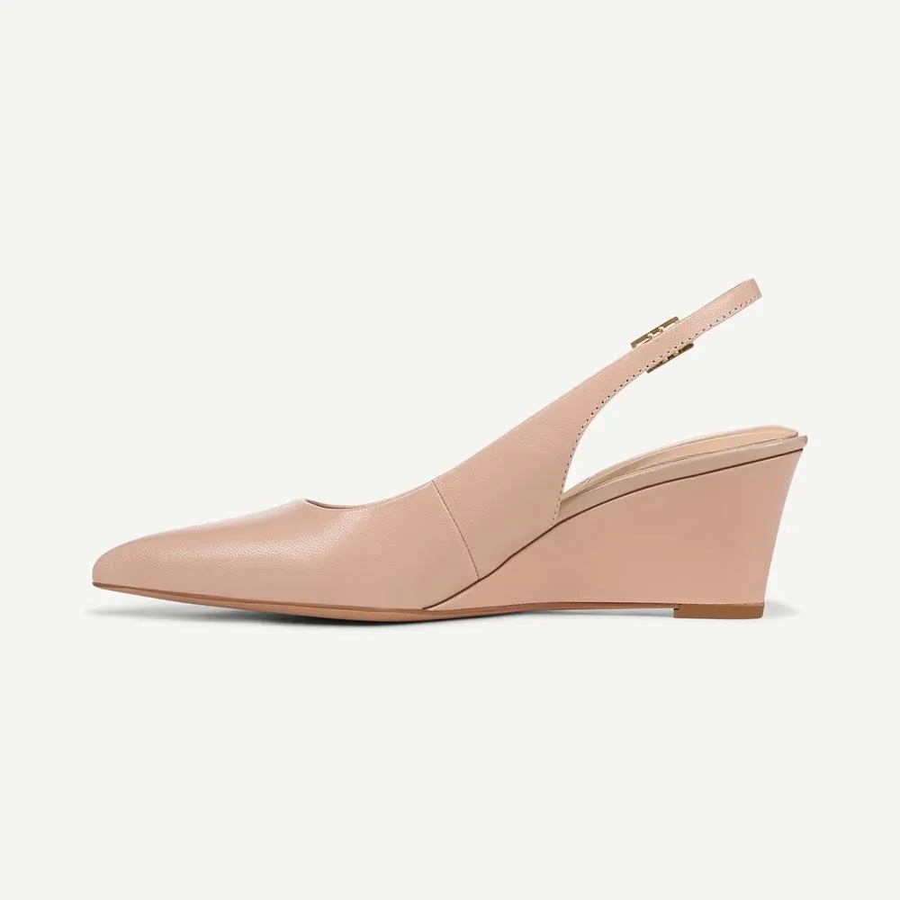 Tessa Sand Franco Sarto Wedge Leather Slingback Pumps