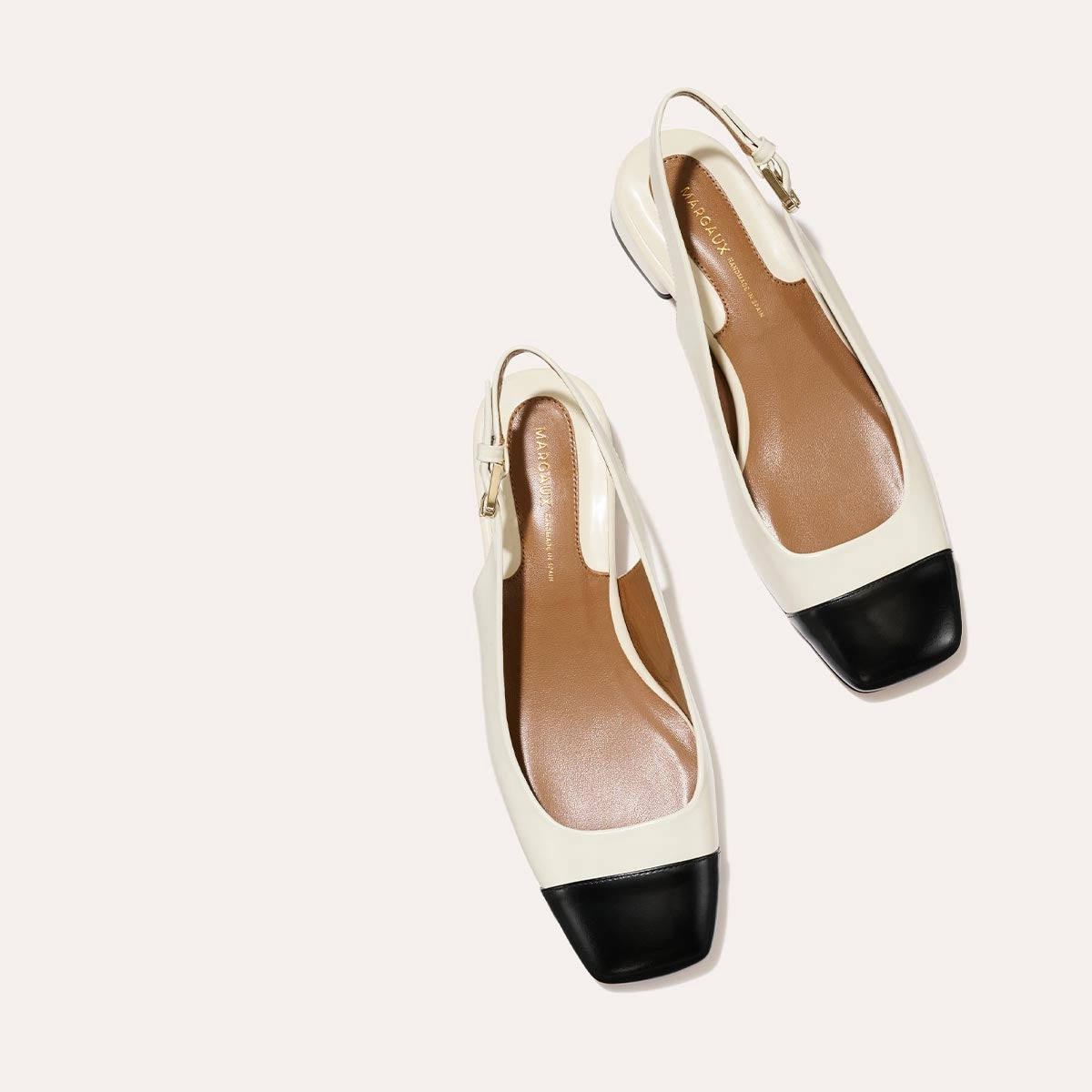 Easy Clean The Darcy Slingback - Cream and Black Calf