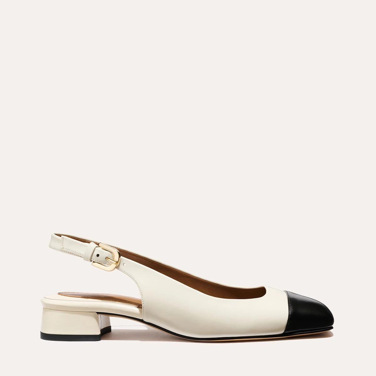 Cushioned The Darcy Slingback - Cream and Black Calf