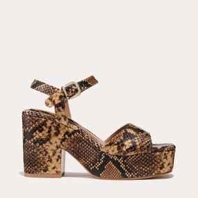 The Bardi - Camel Python Embossed Travel Ready Sporty Flats Contoured Shape The Bardi - Camel Python Embossed