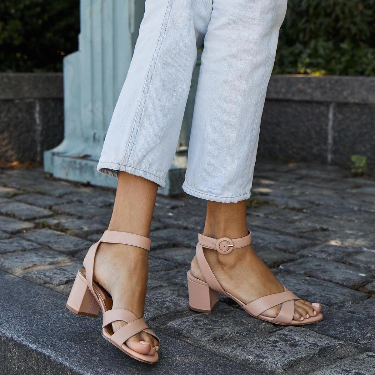 The City Sandal - Rose Nappa Smart Design