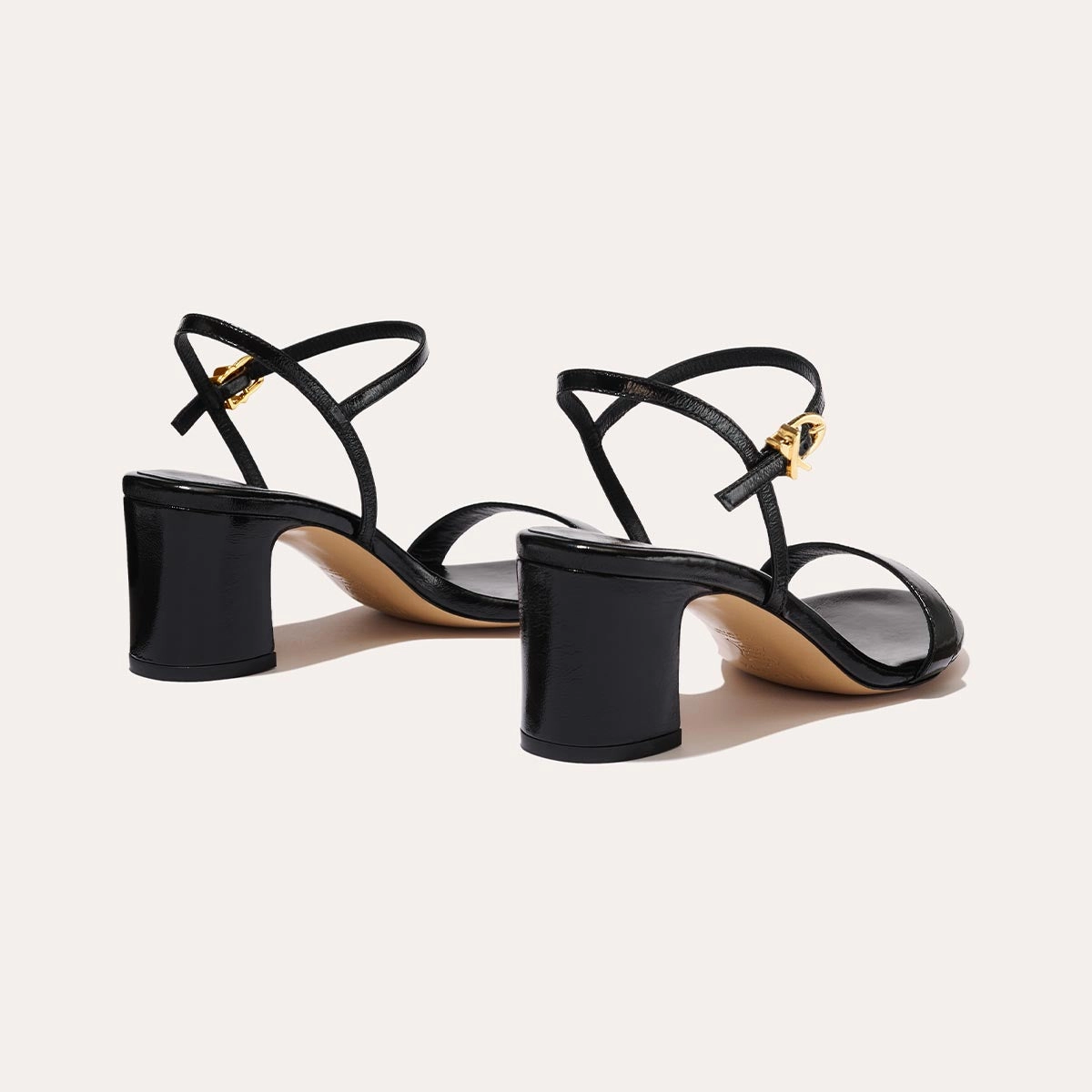 Sandal Insoles The Cleo Sandal - Black Crinkle-Gloss Nappa