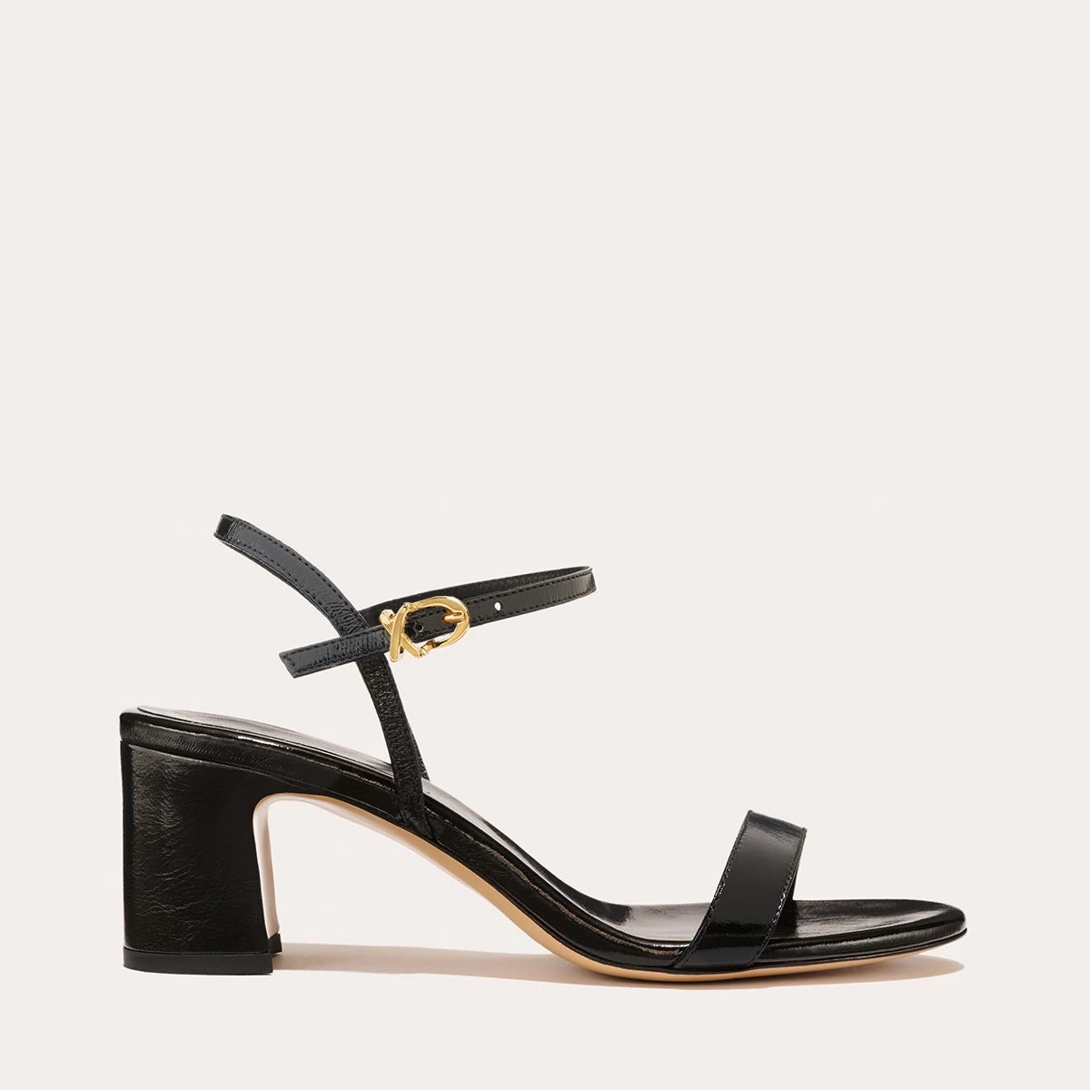 The Cleo Sandal - Black Crinkle-Gloss Nappa No-Fuss Wear