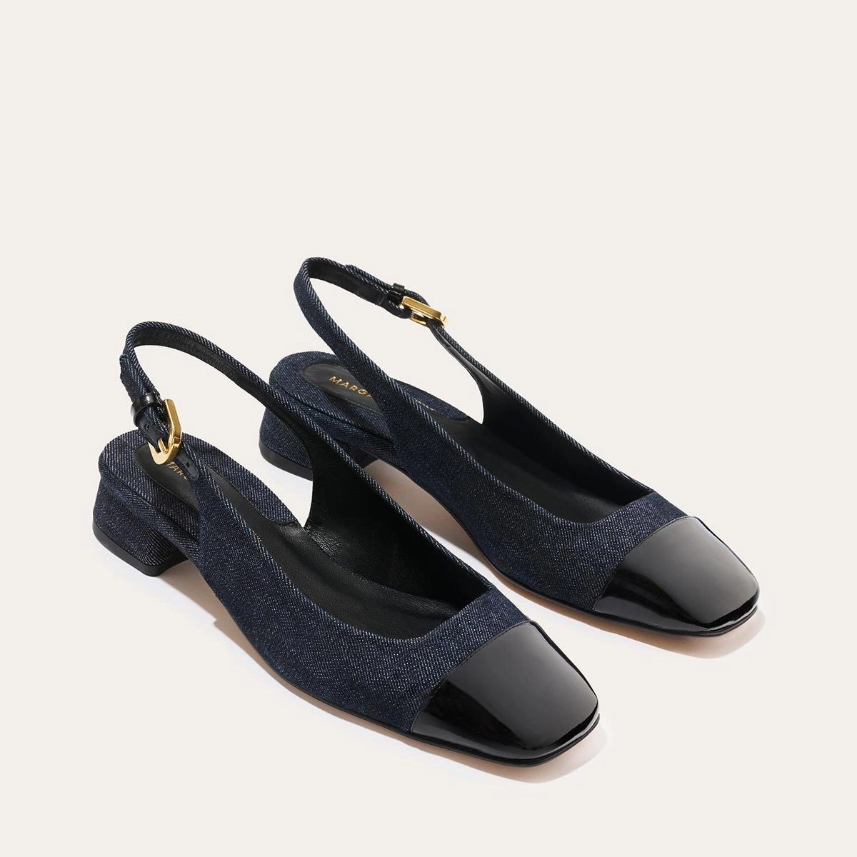 Adjustable The Darcy Slingback - Indigo Denim and Patent
