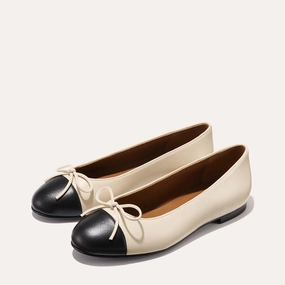 The Demi - Ecru and Black Nappa Step Relief Village Glow Supportive Comfort The Demi - Ecru and Black Nappa