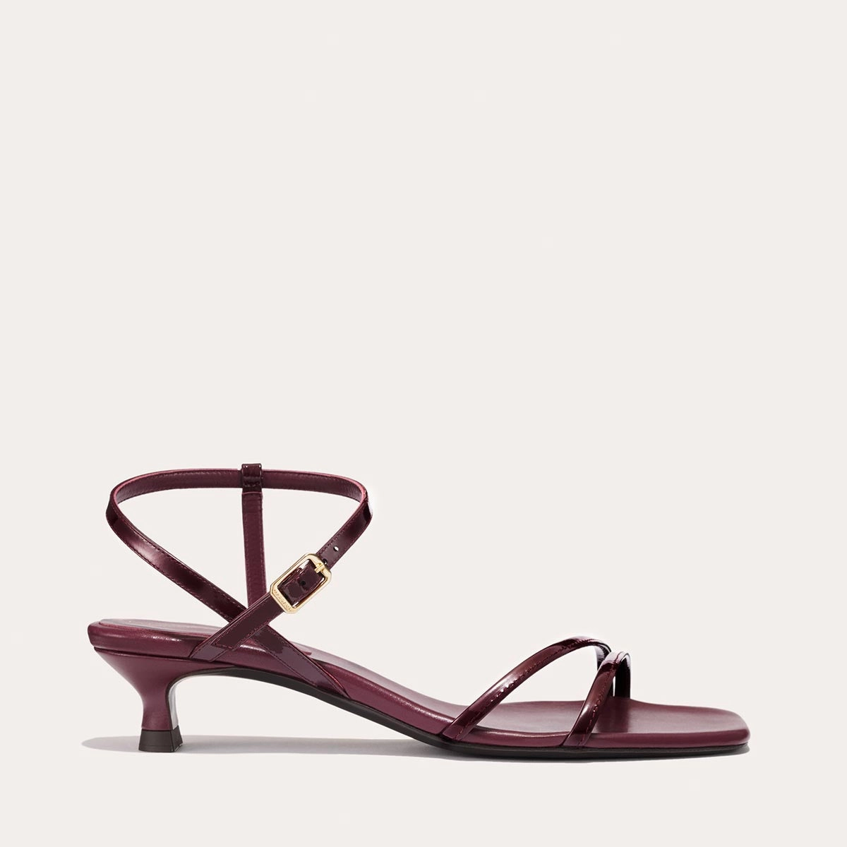 The Dylan Sandal - Burgundy Patent Retro Stilettos Office Vibe