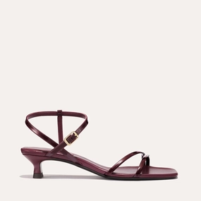 The Dylan Sandal - Burgundy Patent Trend Icon The Dylan Sandal - Burgundy Patent Retro Stilettos Office Vibe