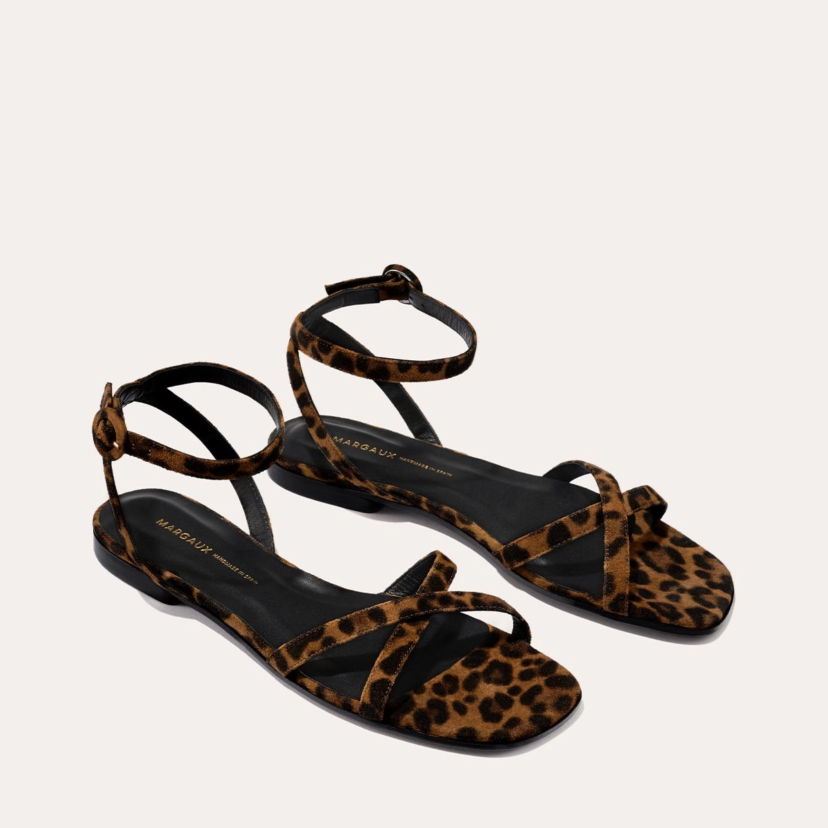 The Flat Sandal - Leopard Suede Light Footwear Lightweight Base