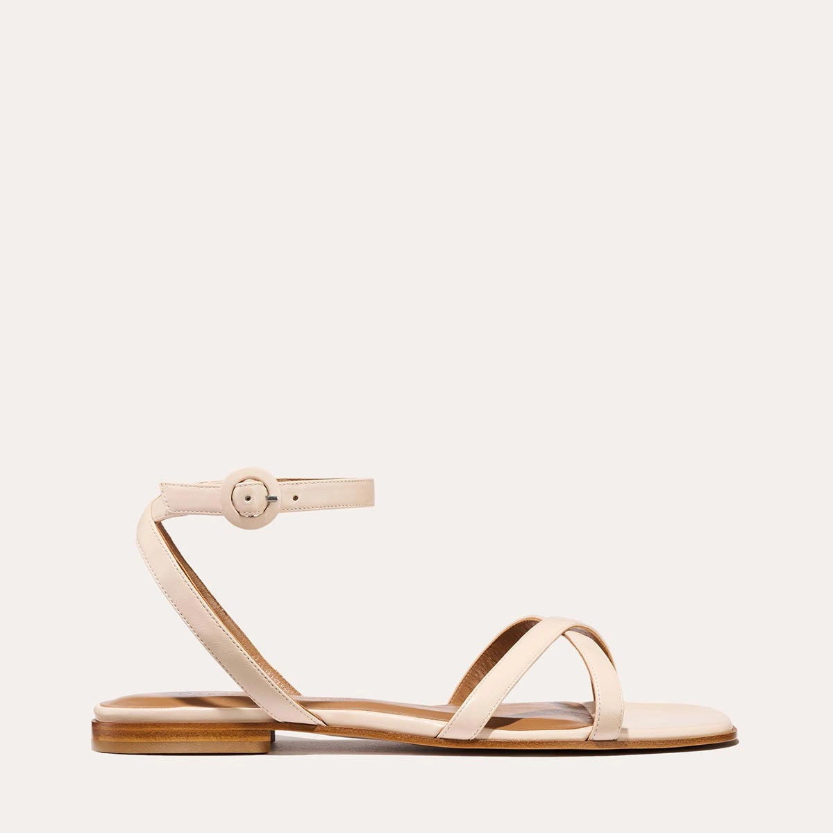 The Flat Sandal - Magnolia Nappa Slip On Easy Adjust Buckles