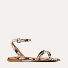 The Flat Sandal - Natural Python Embossed Stacked Comfort Layers The Flat Sandal - Natural Python Embossed Vacation Fit