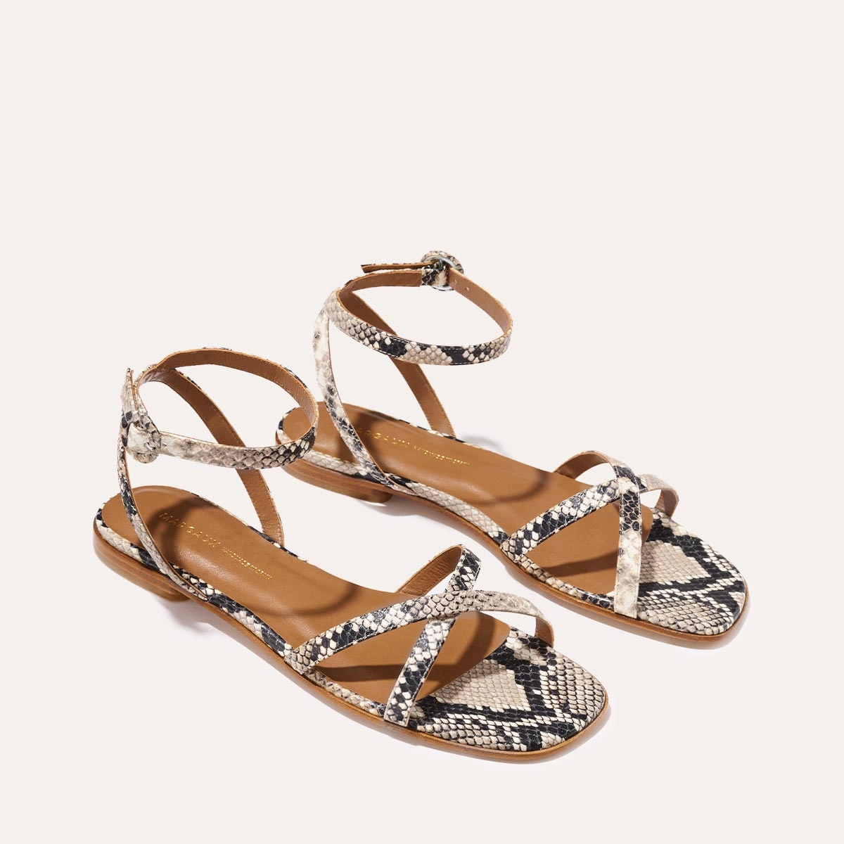 The Flat Sandal - Natural Python Embossed Fashionable Travel Shoes Slide Ease