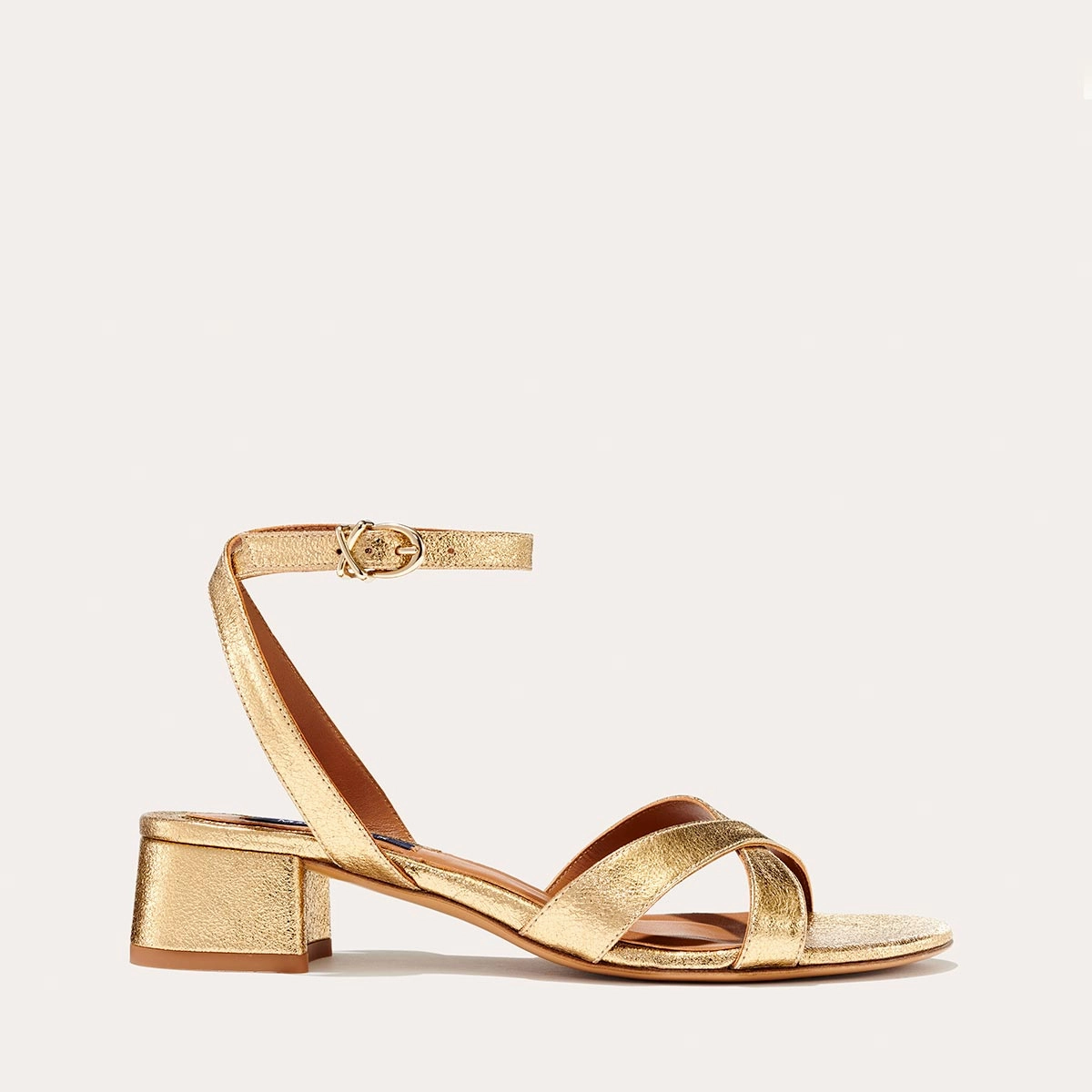 Fashionable Booties The Lena Sandal - Gold Crinkle Nappa