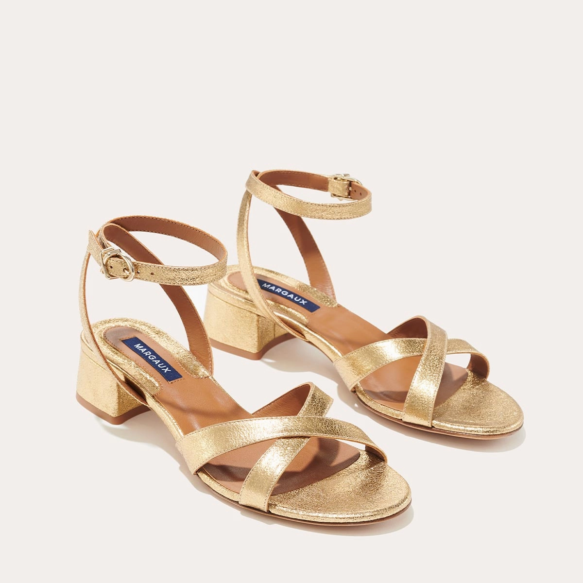 The Lena Sandal - Gold Crinkle Nappa Pumps Shoes