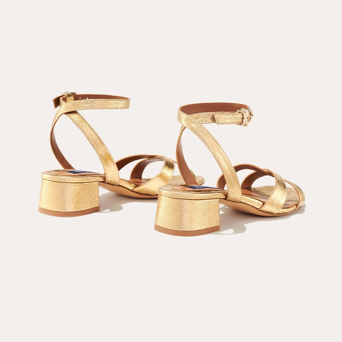 The Lena Sandal - Gold Crinkle Nappa Elegant Boots Heel shoes