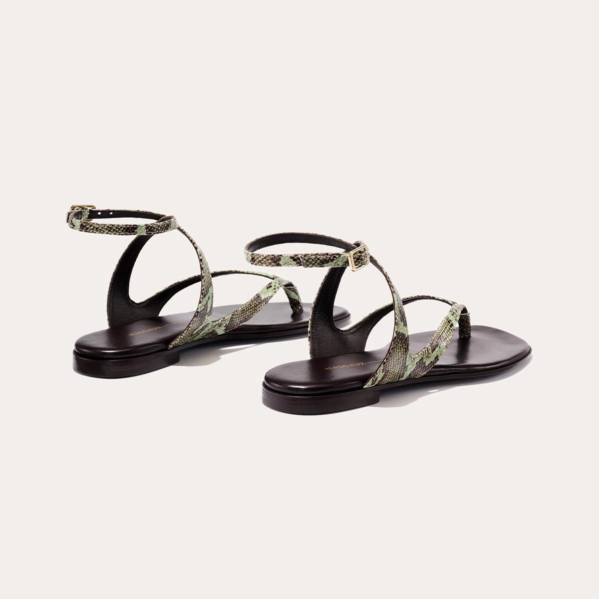 The Palermo Sandal - Mint Chocolate Python Embossed Walking support