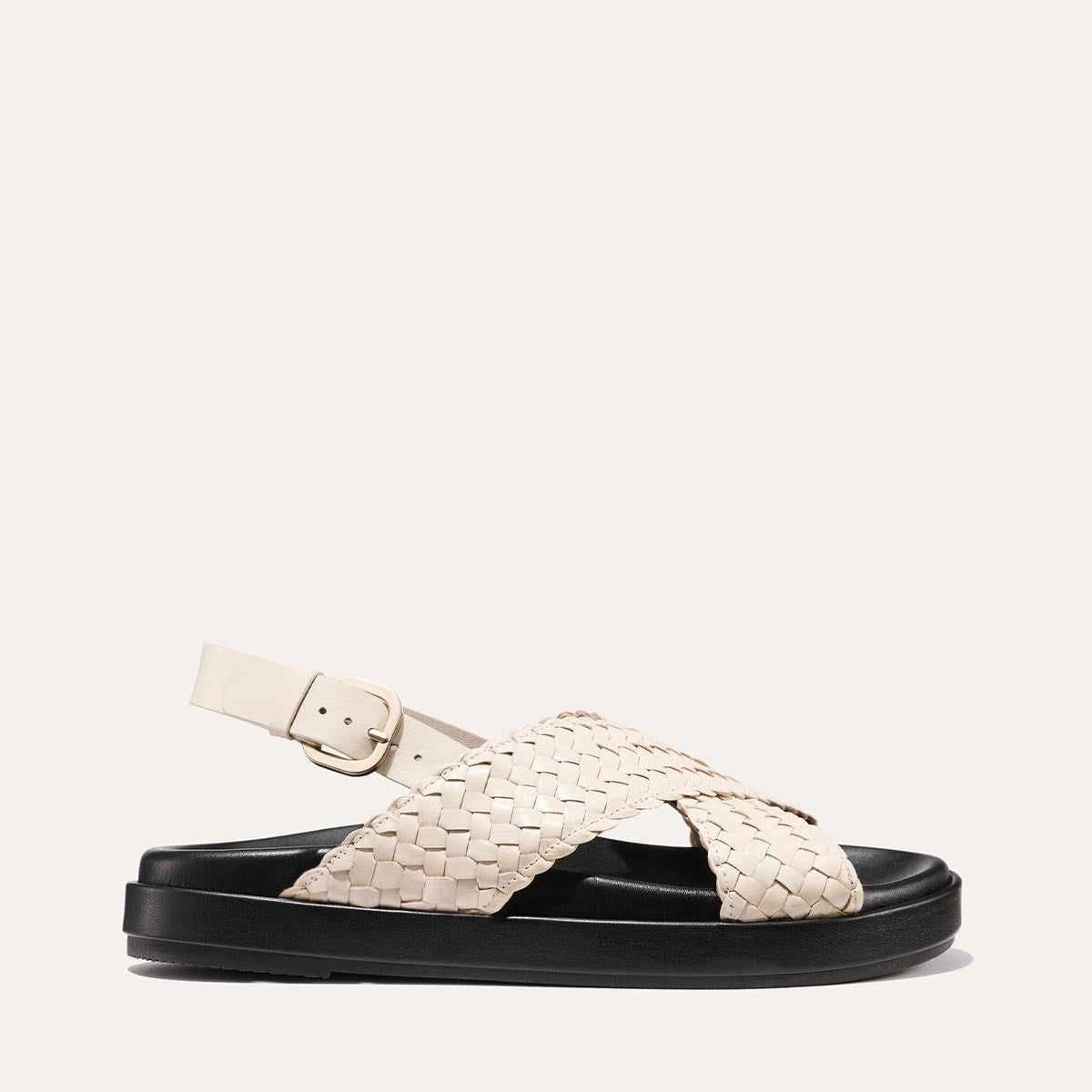 Toe Post Flexible Torsion System The Petra Sandal - Ecru Woven Leather