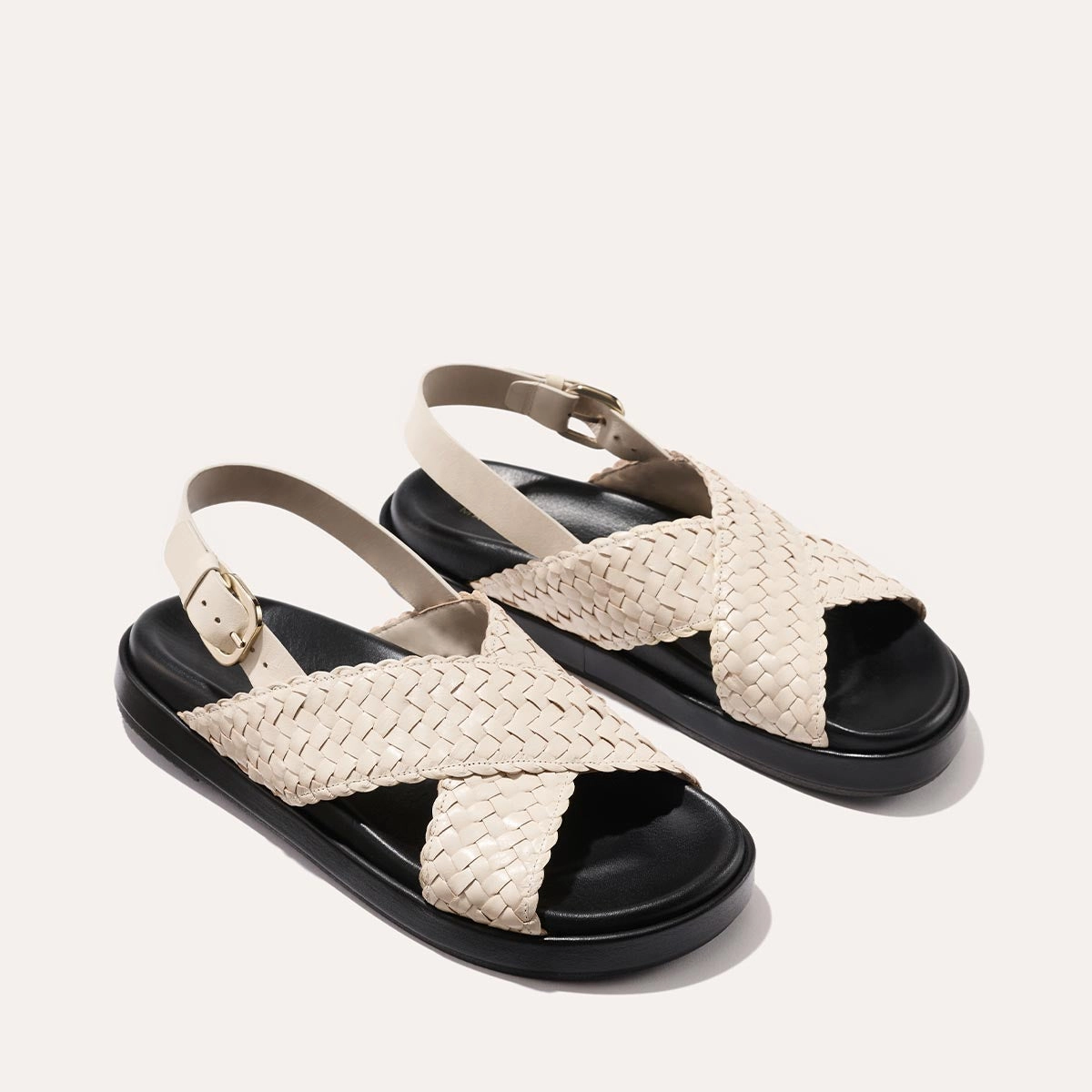 The Petra Sandal - Ecru Woven Leather Water Play