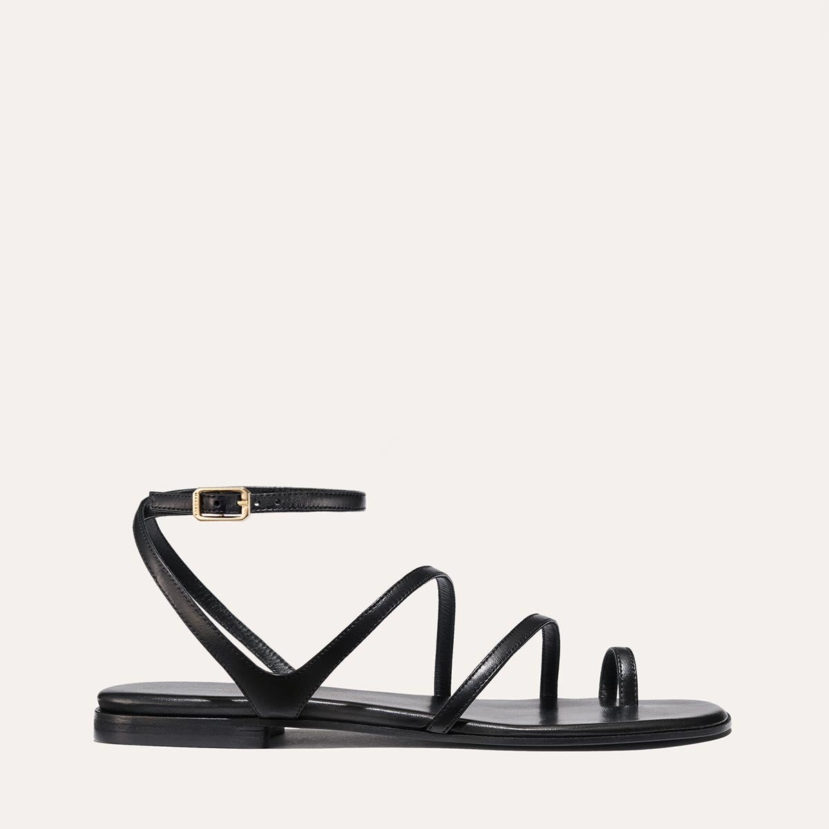 Hydrophobic Upper Material Flexible walking shoes The Positano Sandal - Black Nappa