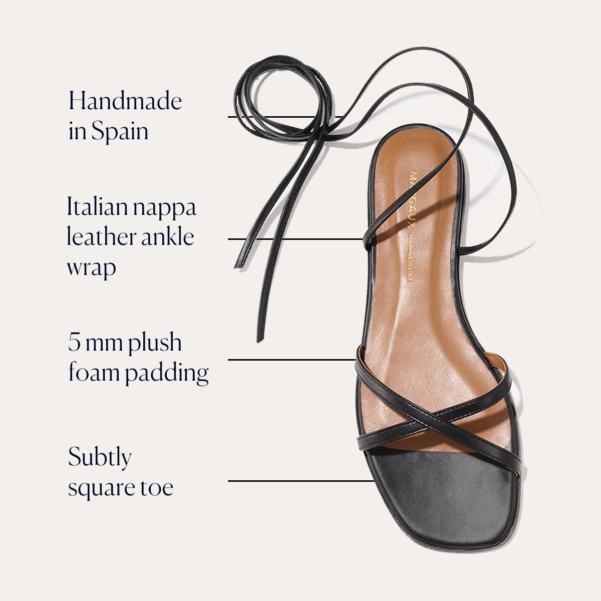 waterproof construction Breathable Upper The Wrap Sandal - Black Nappa