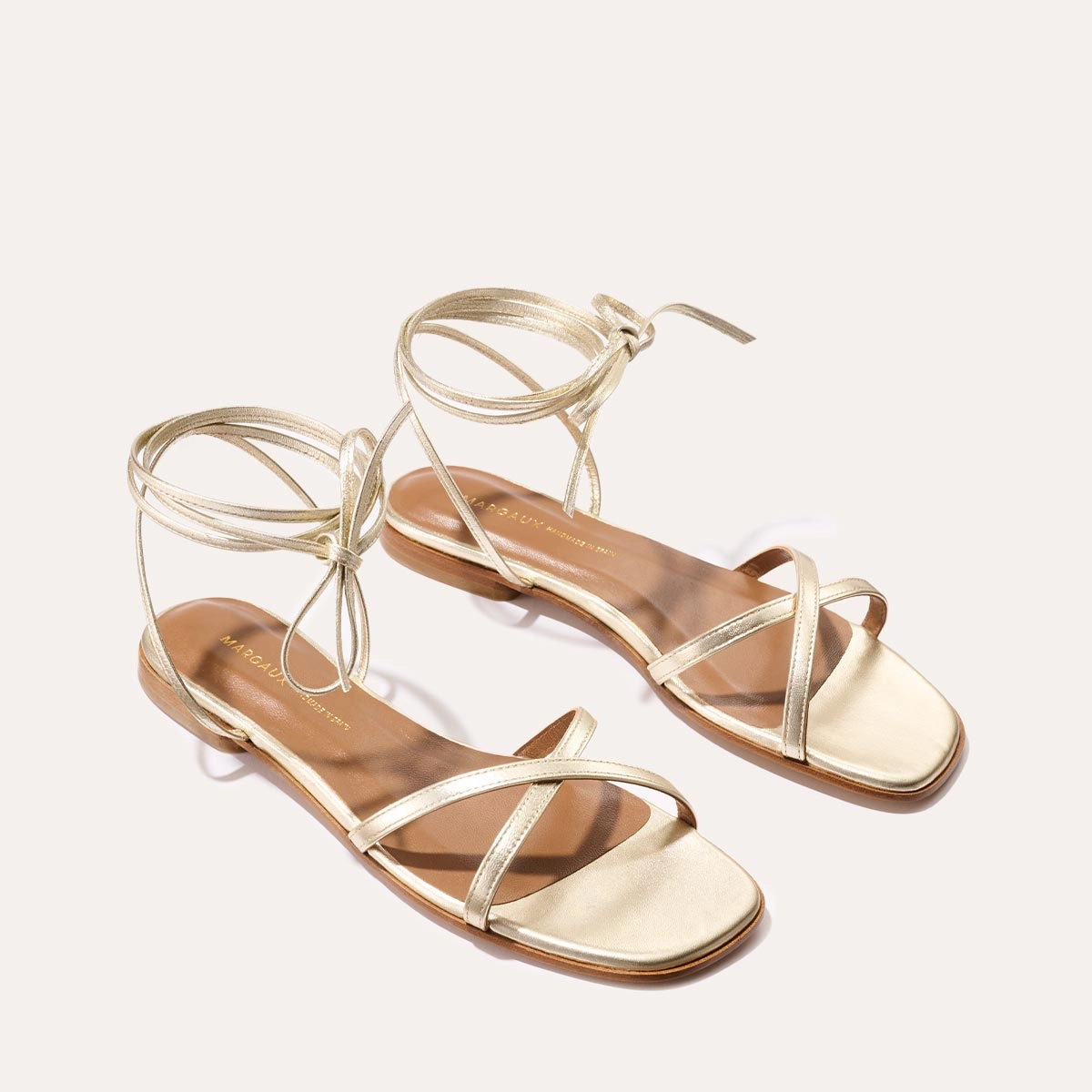 Reinforced Stitch Bonding Ergonomic Footbed Molding The Wrap Sandal - Champagne Nappa