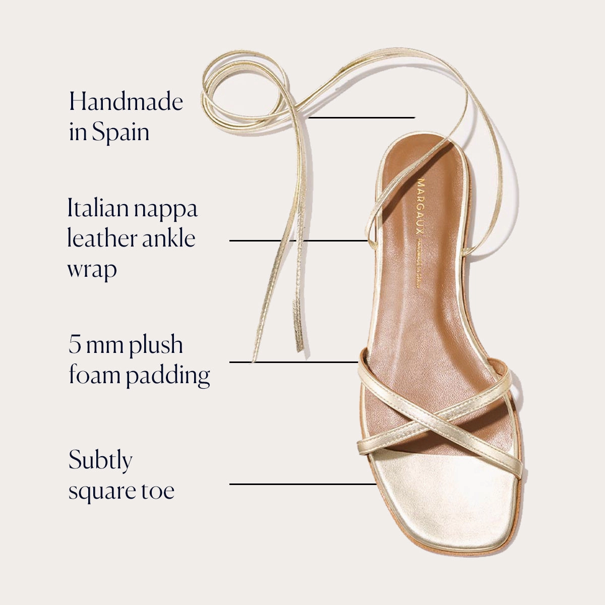 Light Trail Comfortable Hiking Shoes The Wrap Sandal - Champagne Nappa